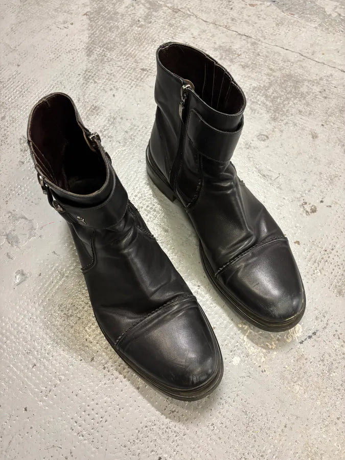 Paciotti Black Leather Harness Chelsea Boots cqPnKPg 5