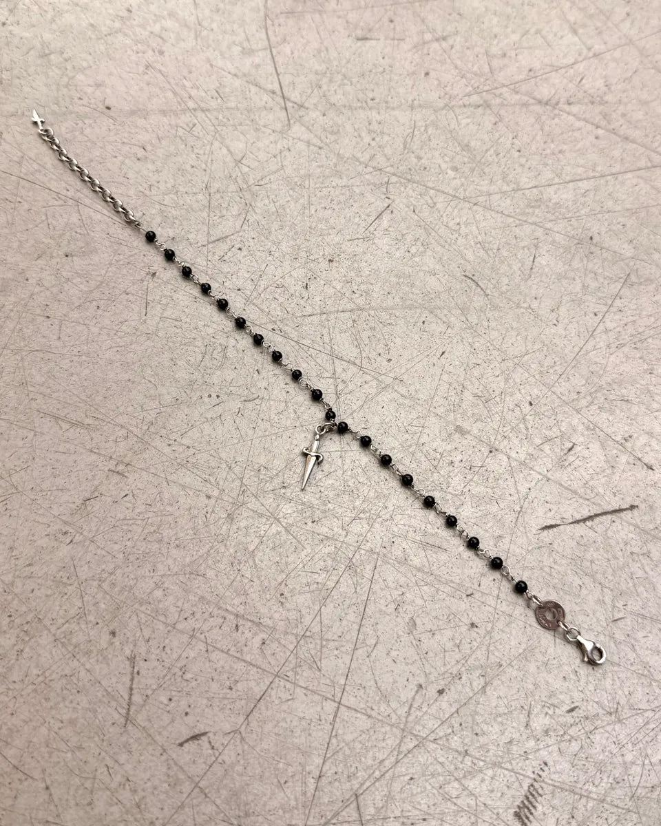 Paciotti Black Silver Beaded Rosary Dagger Bracelet dbLnRYr 2