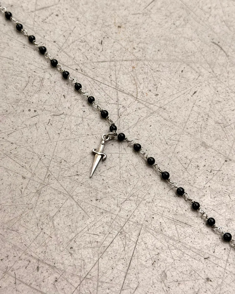 Paciotti Black Silver Beaded Rosary Dagger Bracelet dbLnRYr 3