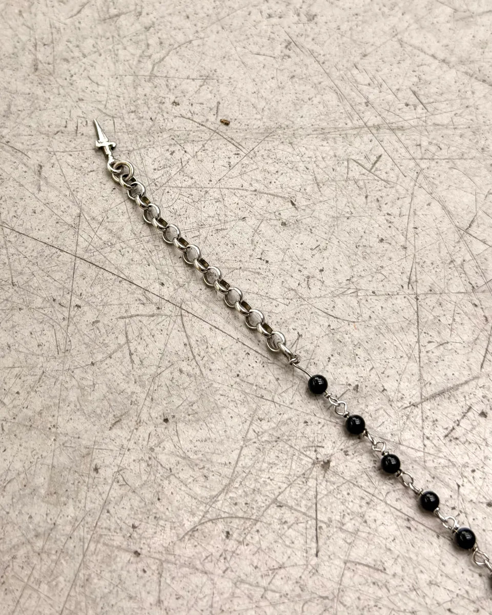 Paciotti Black Silver Beaded Rosary Dagger Bracelet dbLnRYr 4