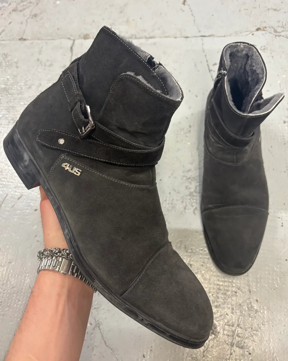 Paciotti Grey Suede Chelsea Boot Fur-Lined Size 44.5 RscHABt 0