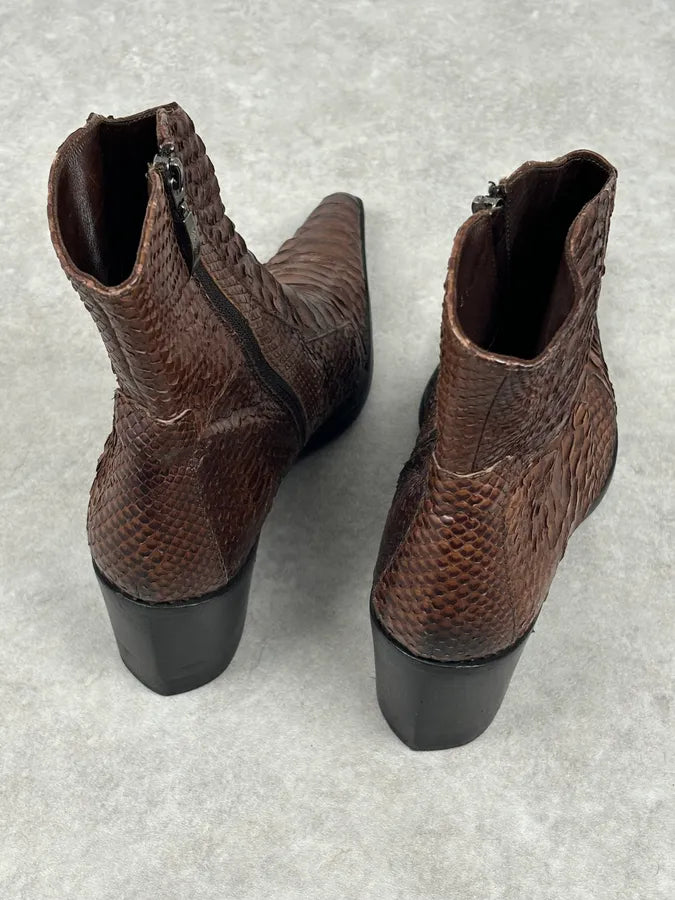 Cesare Paciotti Italian Python Leather Brown Boots kTUYPiS 8
