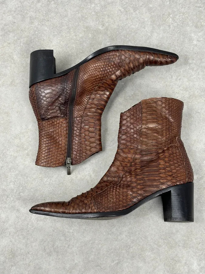 Cesare Paciotti Italian Python Leather Brown Boots kTUYPiS 7