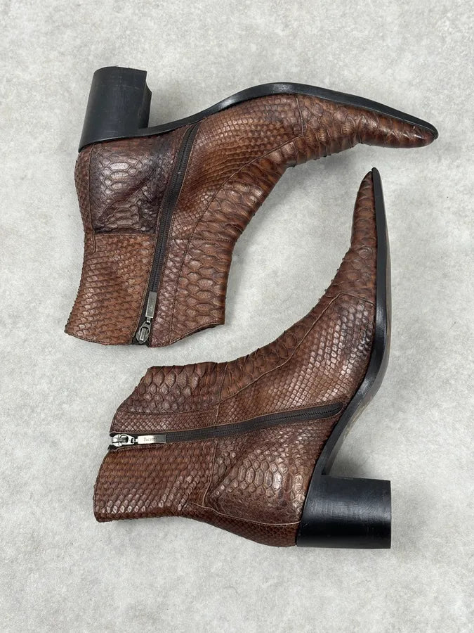 Cesare Paciotti Italian Python Leather Brown Boots kTUYPiS 6