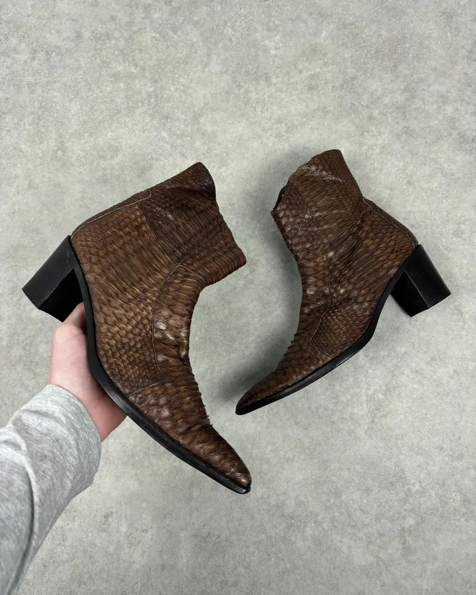 Cesare Paciotti Italian Python Leather Brown Boots kTUYPiS 0