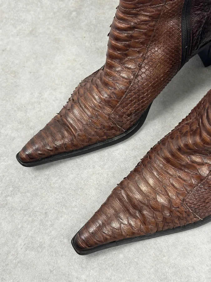 Cesare Paciotti Italian Python Leather Brown Boots kTUYPiS 4