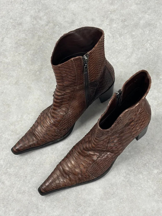 Cesare Paciotti Italian Python Leather Brown Boots kTUYPiS 3