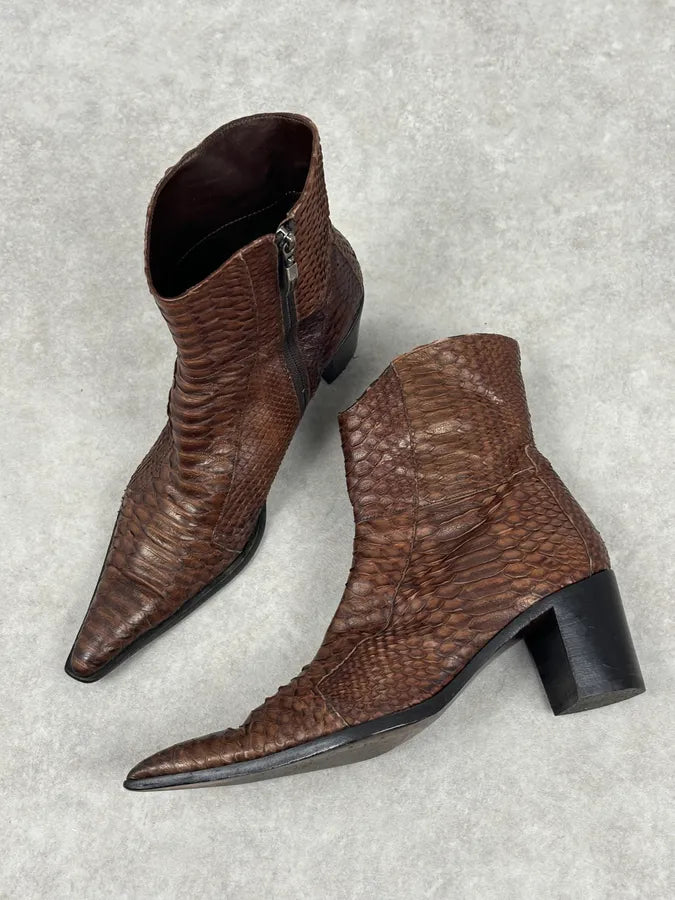 Cesare Paciotti Italian Python Leather Brown Boots kTUYPiS 5