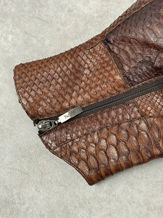 Cesare Paciotti Italian Python Leather Brown Boots kTUYPiS 10