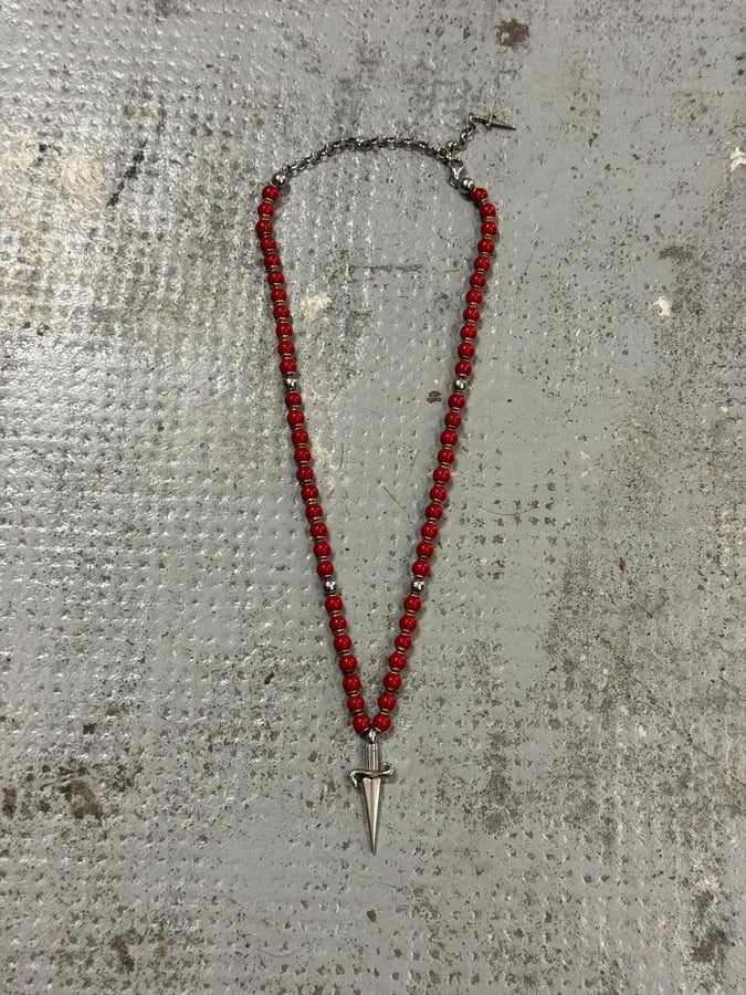 Paciotti Red Beaded Silver Clasp Necklace JlzUQKH 0