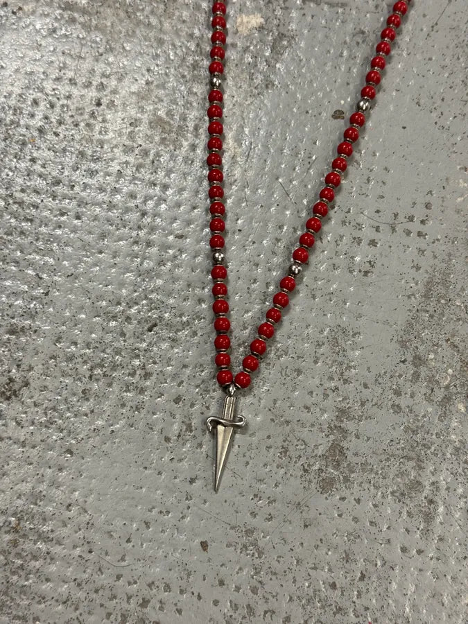 Paciotti Red Beaded Silver Clasp Necklace JlzUQKH 2