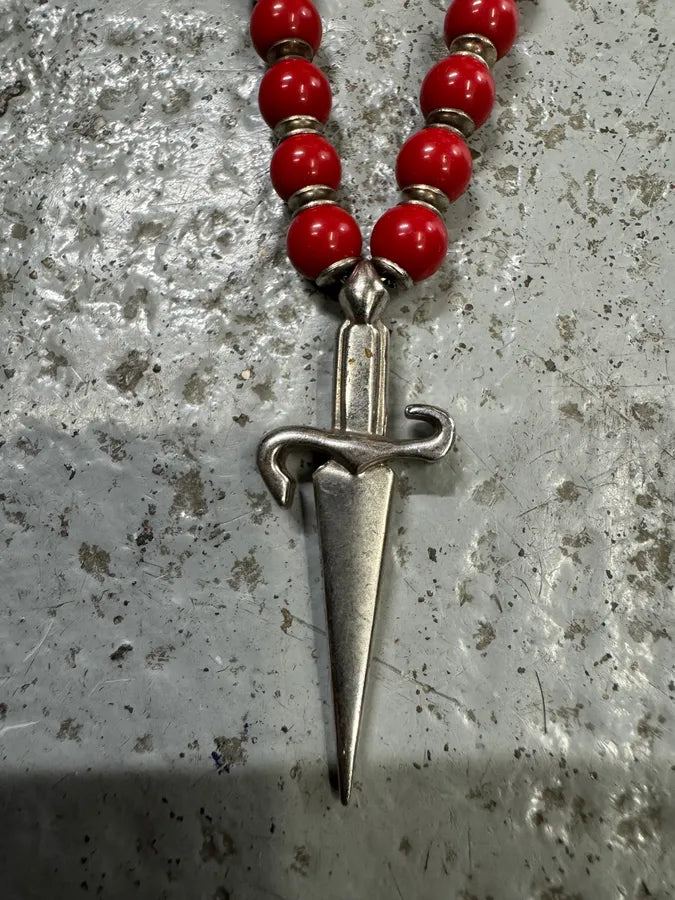 Paciotti Red Beaded Silver Clasp Necklace JlzUQKH 4