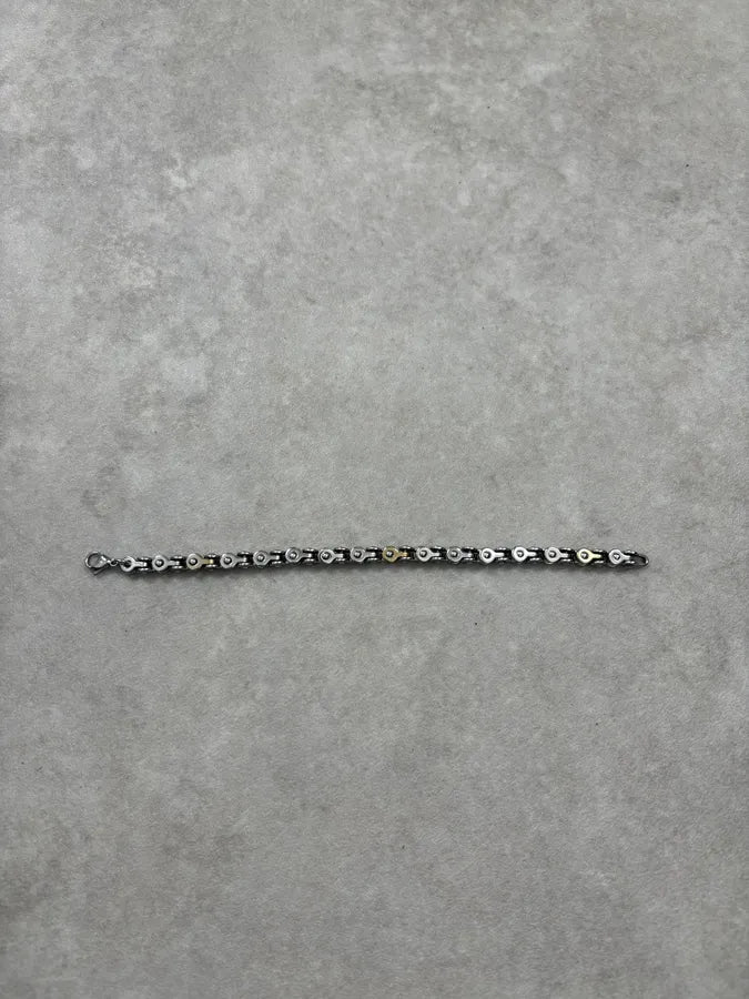 Cesare Paciotti Silver Gold Link Avant-Garde Metal Bracelet oMvAyqa 9