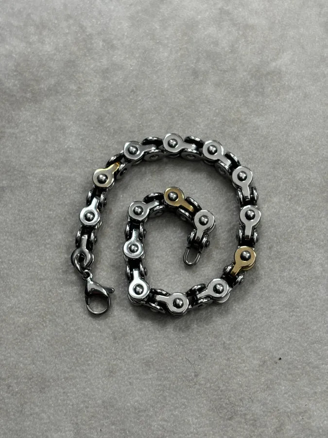 Cesare Paciotti Silver Gold Link Avant-Garde Metal Bracelet oMvAyqa 8