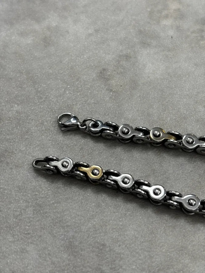 Cesare Paciotti Silver Gold Link Avant-Garde Metal Bracelet oMvAyqa 5