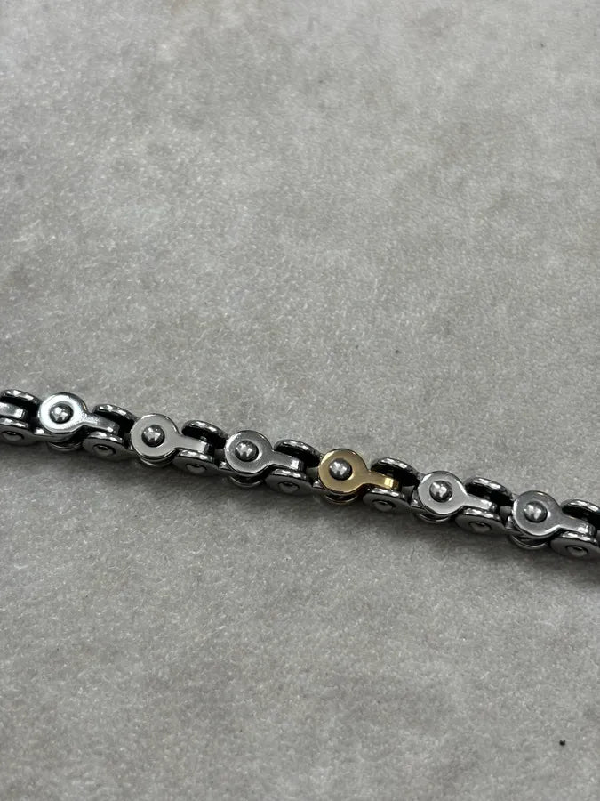 Cesare Paciotti Silver Gold Link Avant-Garde Metal Bracelet oMvAyqa 6