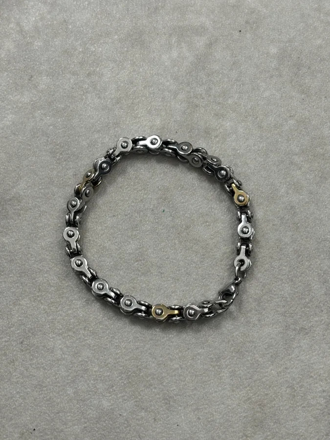 Cesare Paciotti Silver Gold Link Avant-Garde Metal Bracelet oMvAyqa 0