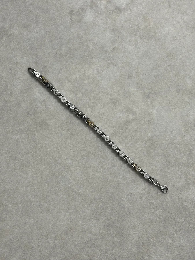 Cesare Paciotti Silver Gold Link Avant-Garde Metal Bracelet oMvAyqa 10