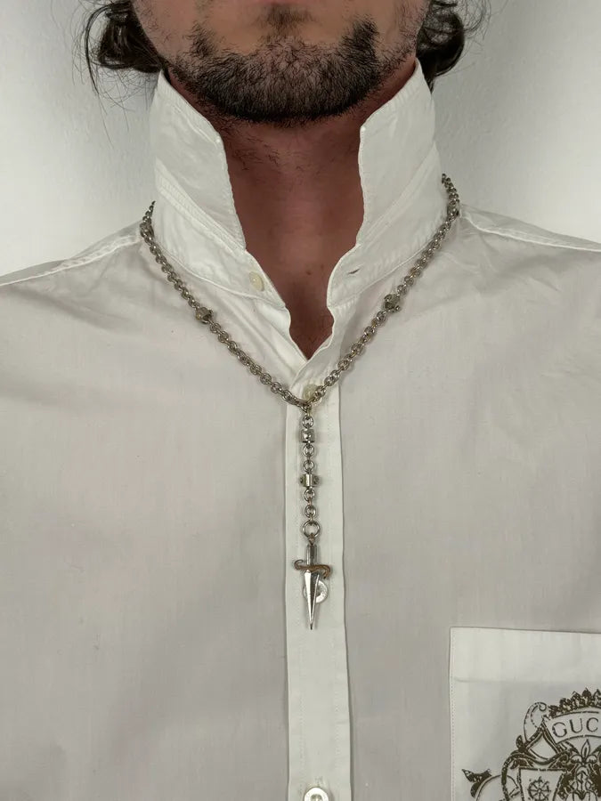 Cesare Paciotti Silver Metal Dagger Pendant Necklace  dYSLceO 1