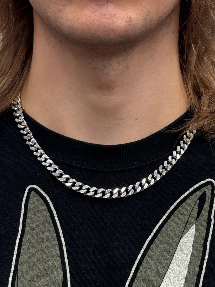 Cesare Paciotti Silver Stainless Steel Curb Chain Necklace  NjUuHwj 1