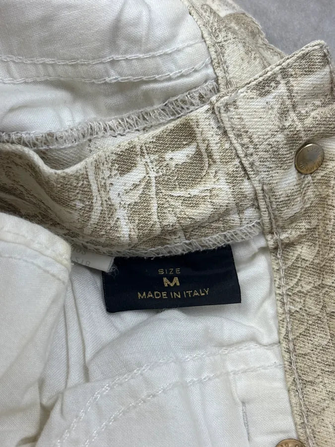 2000s Roberto Cavalli Crocodile Effect White & Beige Pants bHiGZpS 8