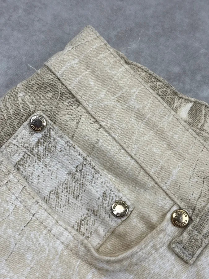 2000s Roberto Cavalli Crocodile Effect White & Beige Pants bHiGZpS 6