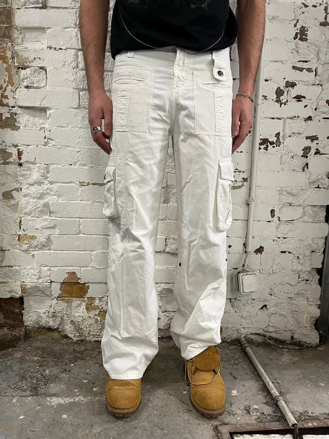 SS2003 Dolce & Gabbana White Multi Pockets Cargo Pants QWqAbha 1