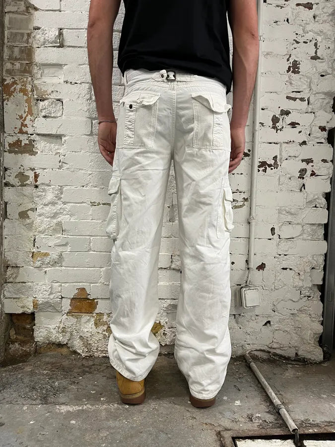 SS2003 Dolce & Gabbana White Multi Pockets Cargo Pants QWqAbha 3