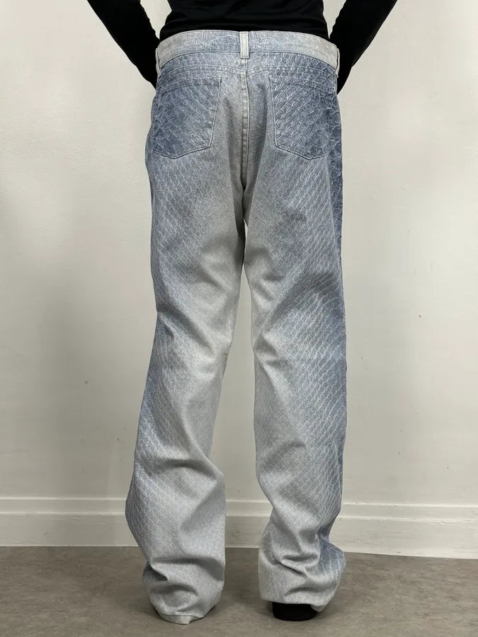 2000s Roberto Cavalli White & Blue Aqua Gradient Pants egMvFsW 3