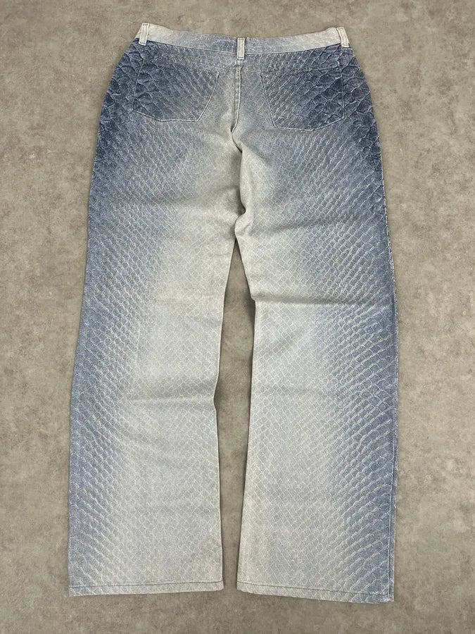2000s Roberto Cavalli White & Blue Aqua Gradient Pants egMvFsW 6