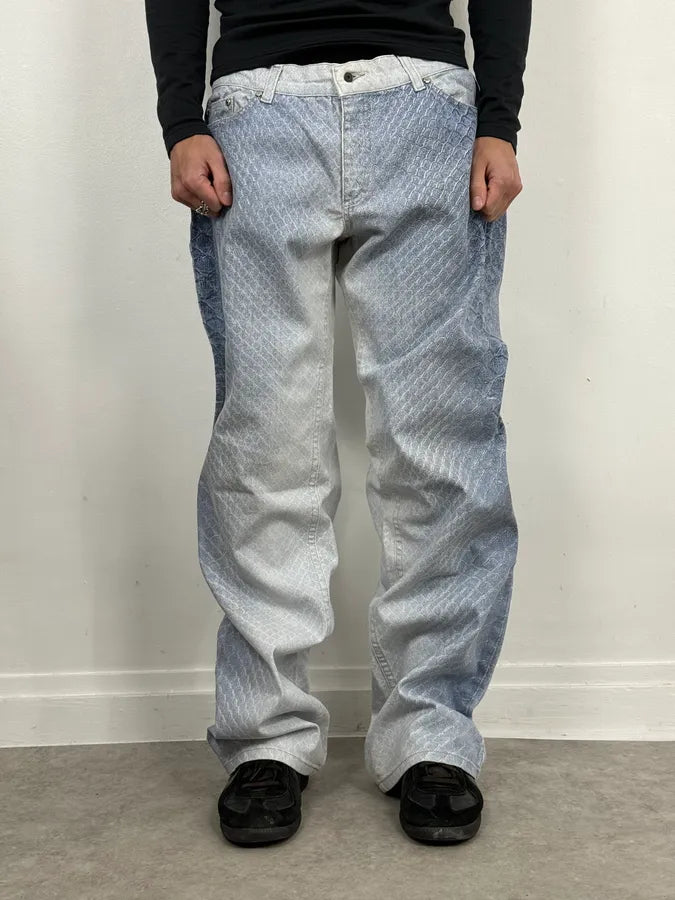 2000s Roberto Cavalli White & Blue Aqua Gradient Pants egMvFsW 1