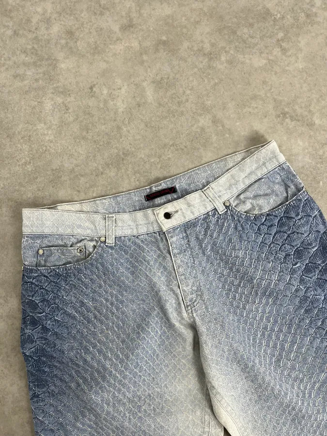 2000s Roberto Cavalli White & Blue Aqua Gradient Pants egMvFsW 5