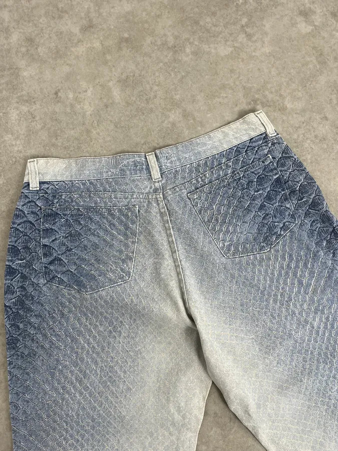 2000s Roberto Cavalli White & Blue Aqua Gradient Pants egMvFsW 7