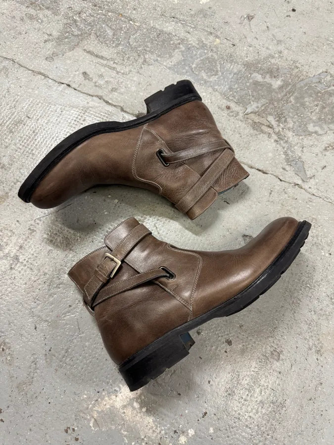 Paraboot Brown Jodhpur Ankle Biker Leather Boots rJSCSkt 3
