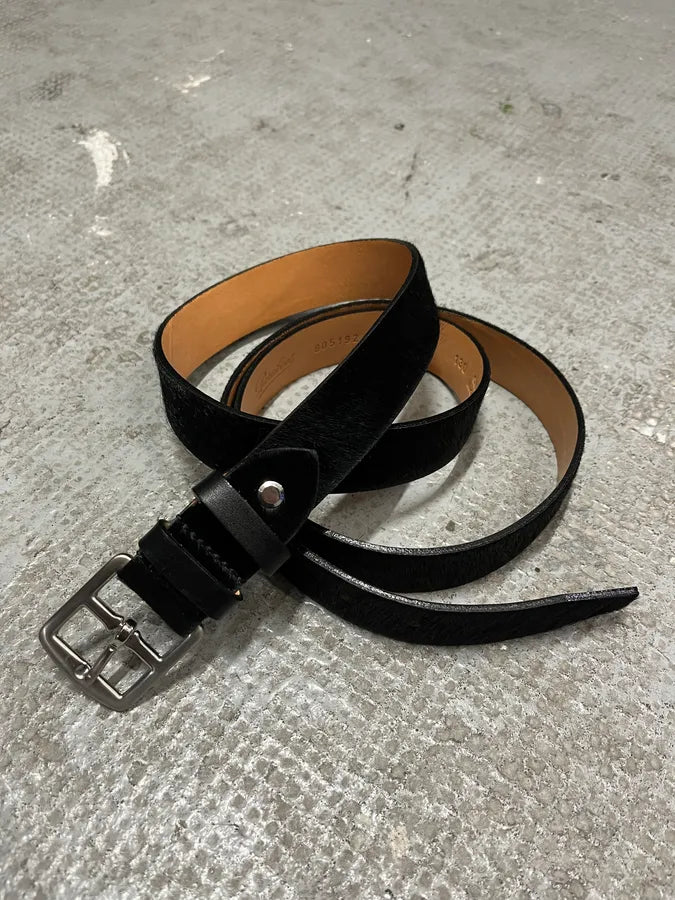 Paraboots Black Fur Pony Hair Bovin Leather Belt CuZWtZN 1