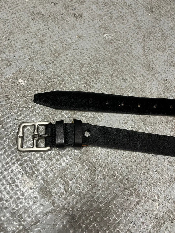 Paraboots Black Fur Pony Hair Bovin Leather Belt CuZWtZN 5