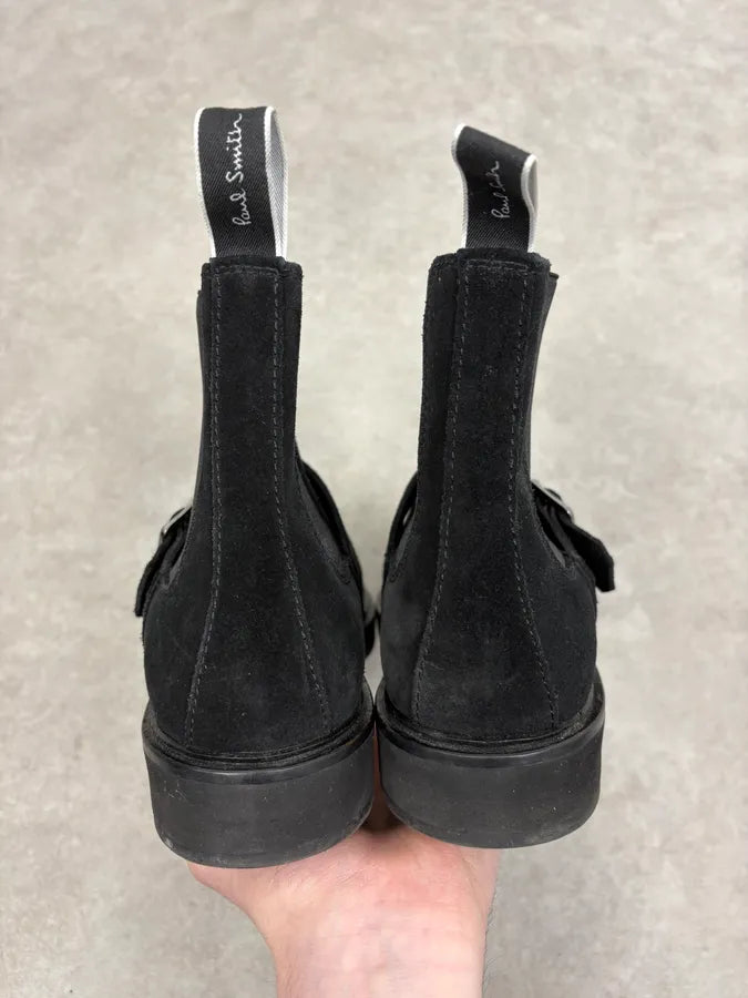 Paul Smith Black Suede Leather Buckle Classy Boots HyCZLCR 6