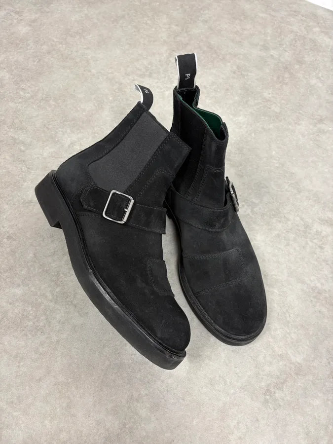 Paul Smith Black Suede Leather Buckle Classy Boots HyCZLCR 4