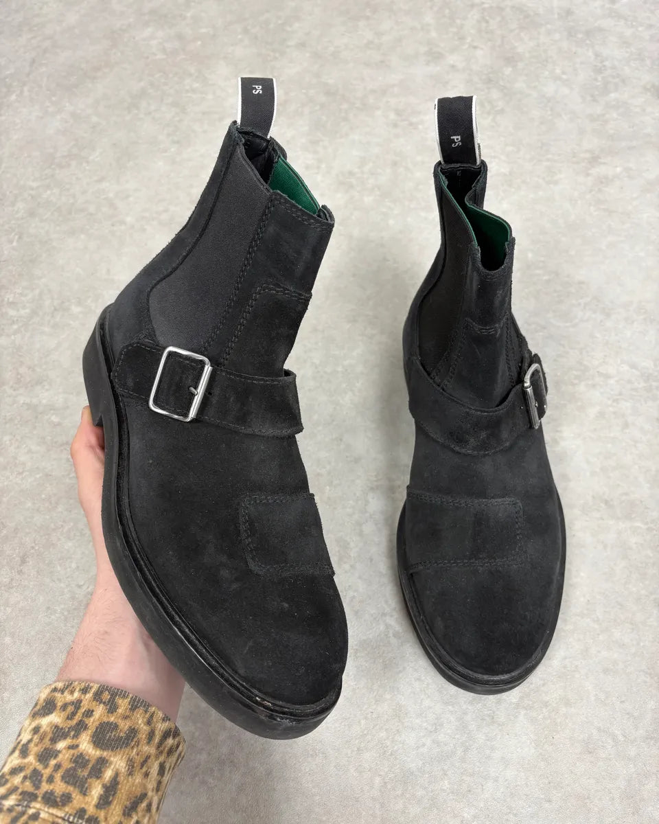 Paul Smith Black Suede Leather Buckle Classy Boots HyCZLCR 0