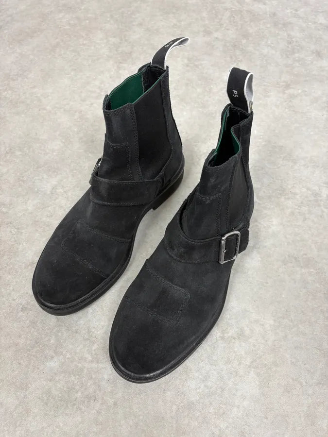 Paul Smith Black Suede Leather Buckle Classy Boots HyCZLCR 2
