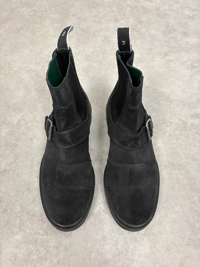 Paul Smith Black Suede Leather Buckle Classy Boots HyCZLCR 1