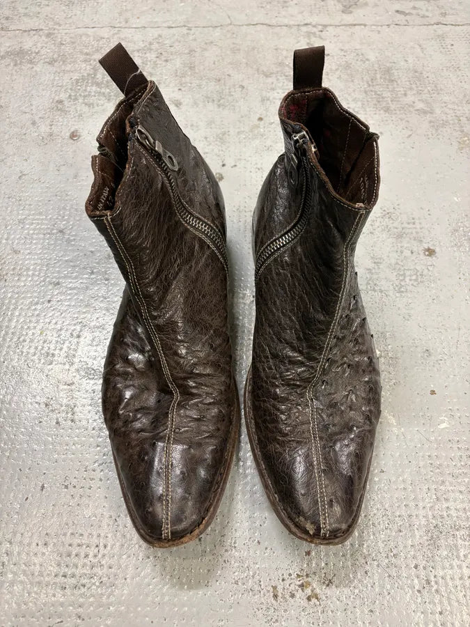 Paul Smith Dark Brown Ostrich Leather Boots zCiXAXo 1