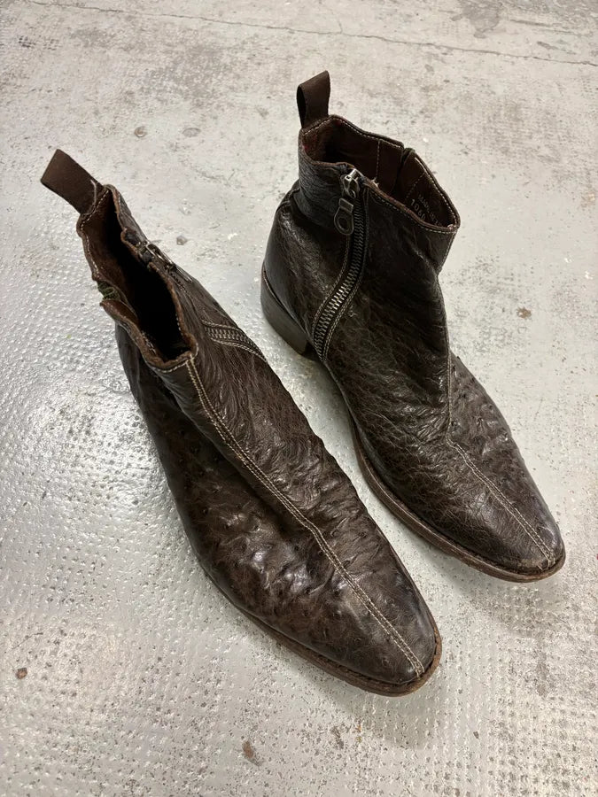 Paul Smith Dark Brown Ostrich Leather Boots zCiXAXo 3
