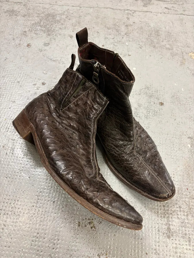 Paul Smith Dark Brown Ostrich Leather Boots zCiXAXo 4