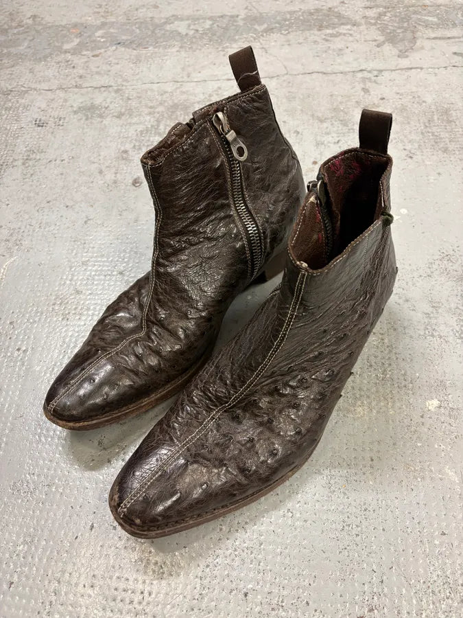 Paul Smith Dark Brown Ostrich Leather Boots zCiXAXo 2