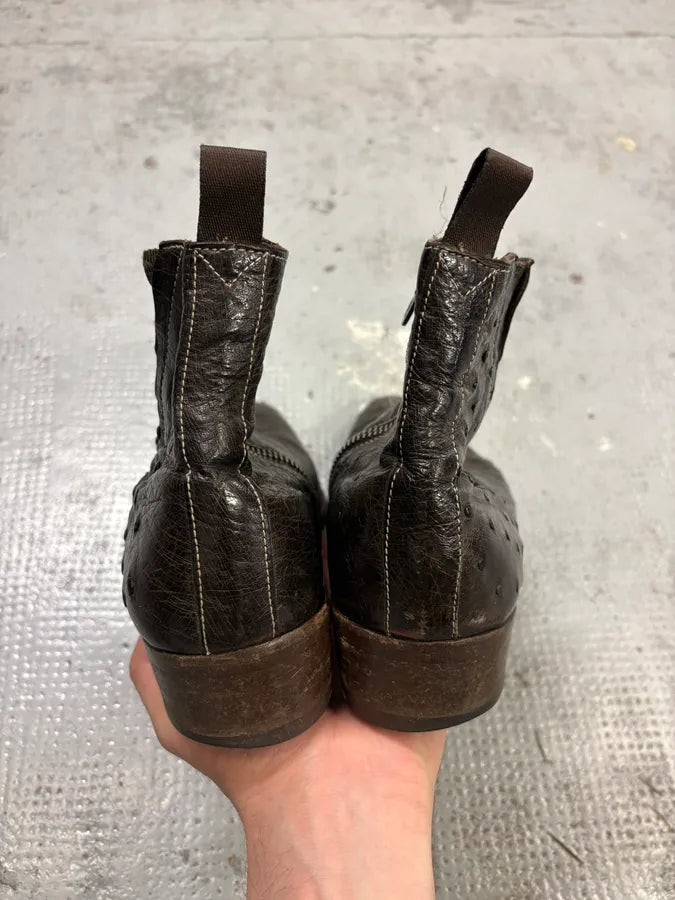 Paul Smith Dark Brown Ostrich Leather Boots zCiXAXo 6