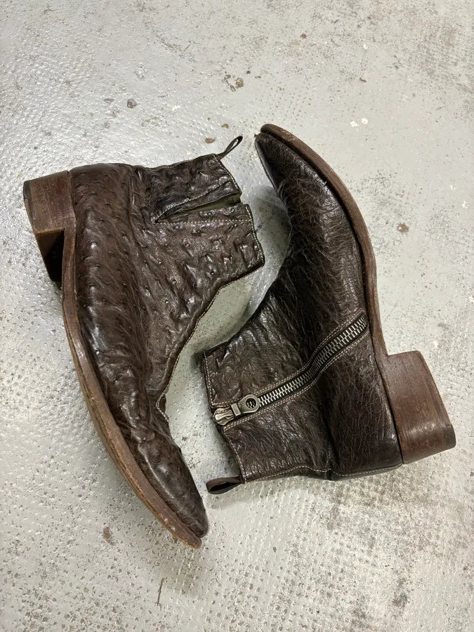 Paul Smith Dark Brown Ostrich Leather Boots zCiXAXo 5