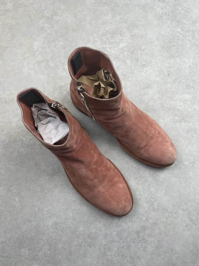 Paul Smith Salmon Pink Suede Zip Boots wFDNuFP 1