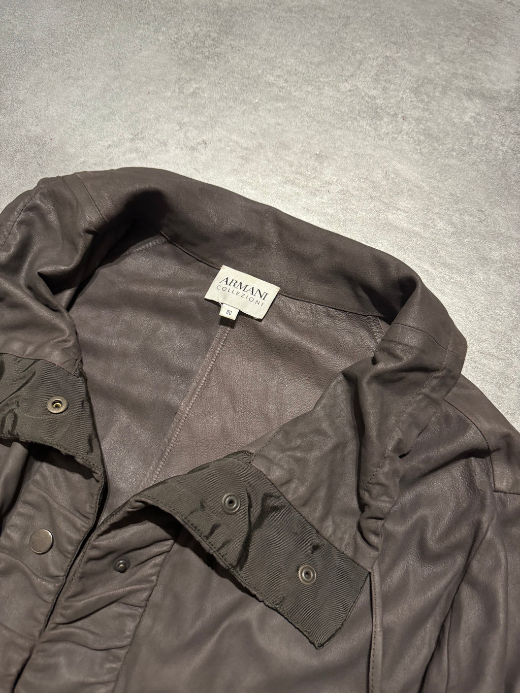 AW2007 Armani Collezioni Brown Goat Leather Buttoned Contemporary Jacket (S) - 8
