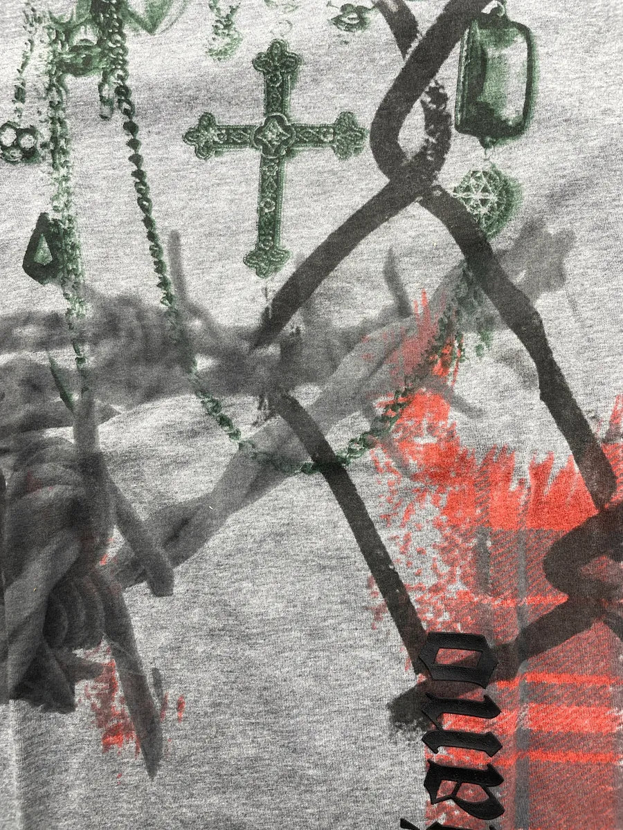 2000s Galliano Grey Jewelry Cross Print Longsleeve peZxTYmr 5